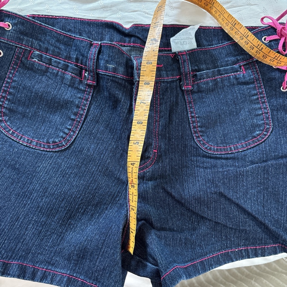 Y2K Denis Shorts with Pink Stitching